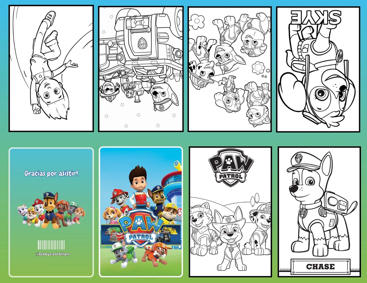 Mini Libro de colorear- Plantilla Editable en CANVA (Paw Patrol)